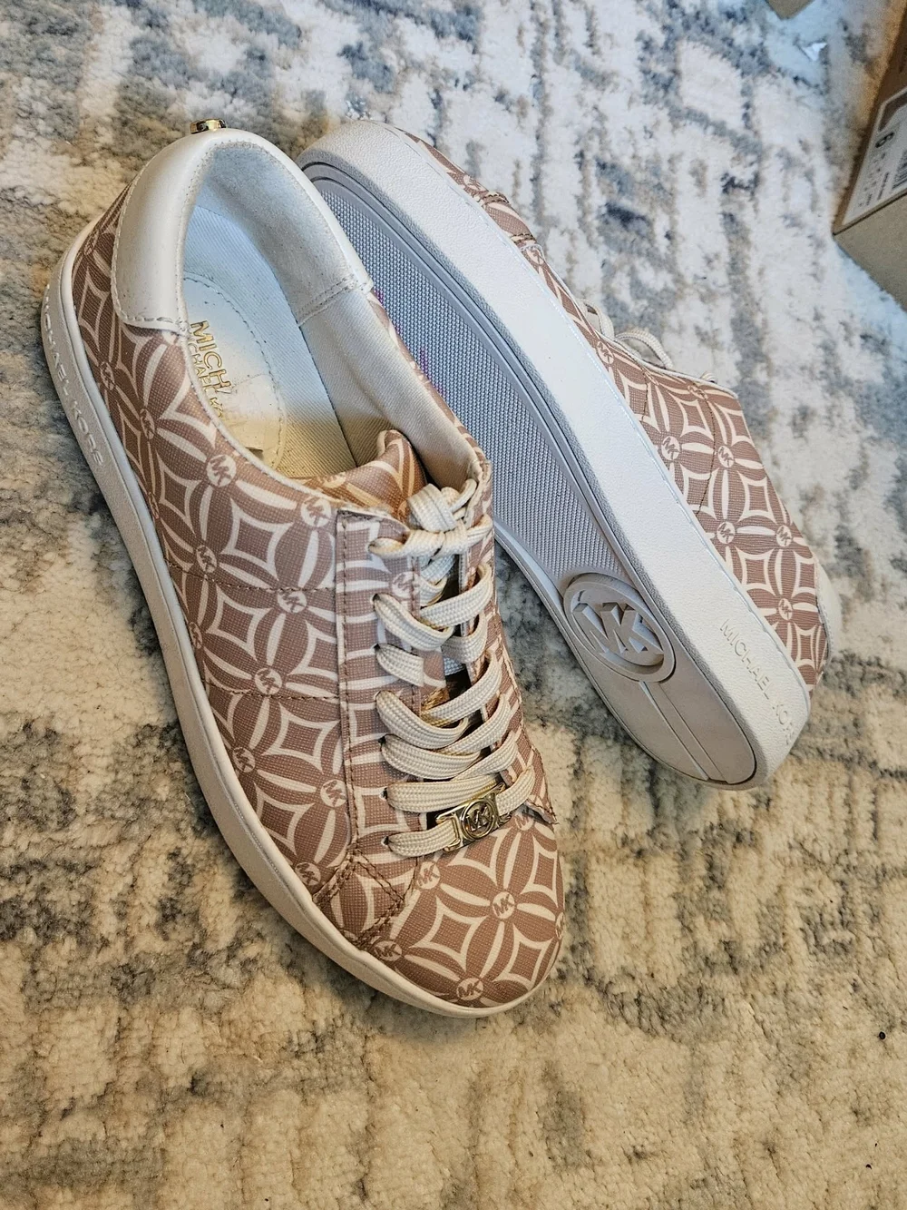 Michael Kors Women's Pink Beige Logo Sneakers